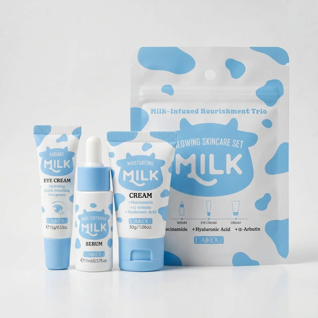 סט טיפוח חלב | סרום · קרם עיניים · קרם פנים — לחות וזוהר בכל מקום