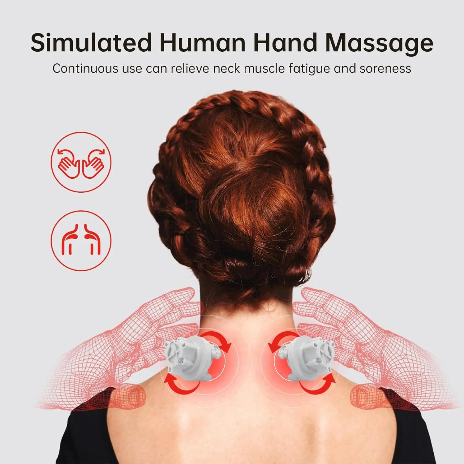 מעסה הצוואר והכתפיים האלחוטי - חום וחופש תנועה מלא