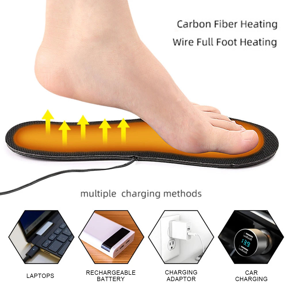 USB Heated Shoe Insoles – Rechargeable, Cuttable & Washable Foot Warmers