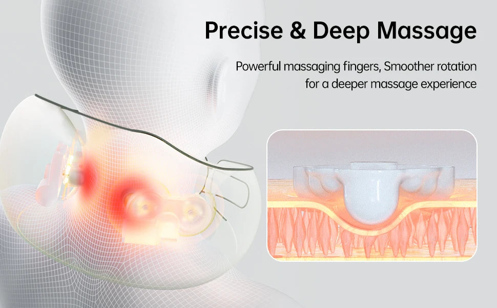 מעסה הצוואר והכתפיים האלחוטי - חום וחופש תנועה מלא