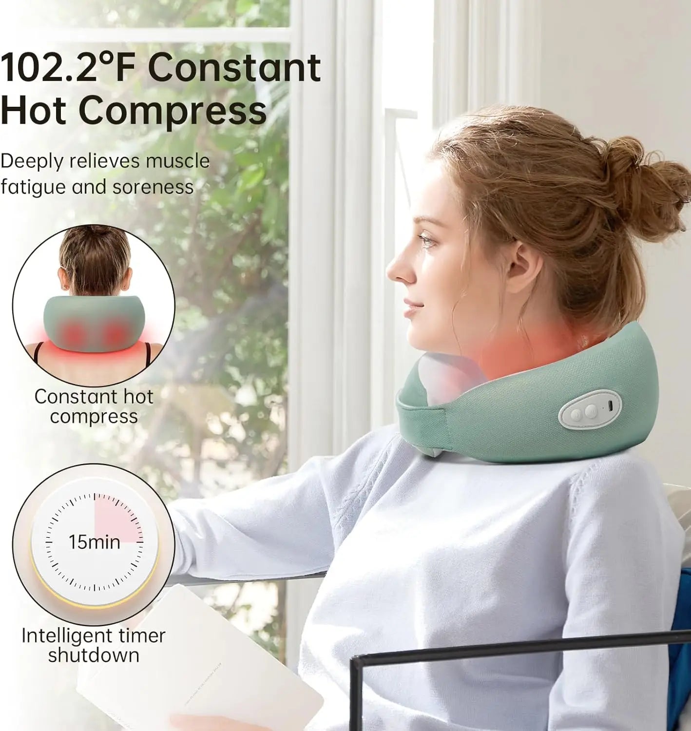 מעסה הצוואר והכתפיים האלחוטי - חום וחופש תנועה מלא